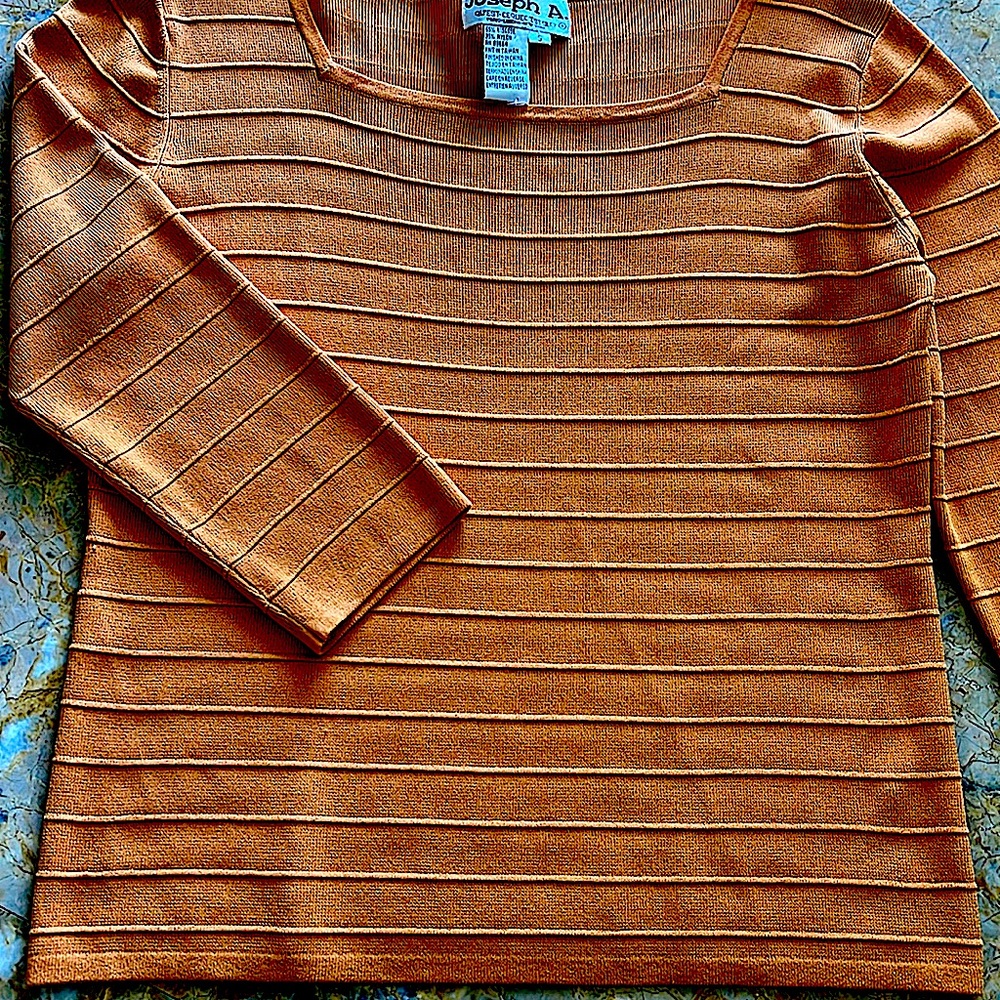 🍁🌼EUCJosephA.Great Mustard color.Is itSilk?SquareNeckline 3/4Sleeves S:S